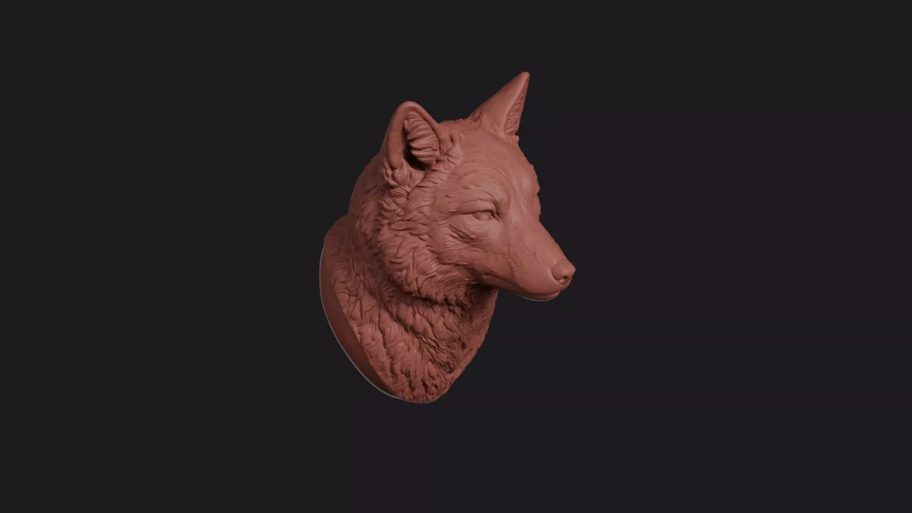 Tibetan Fox Head Bust Wall Mount 3D print model