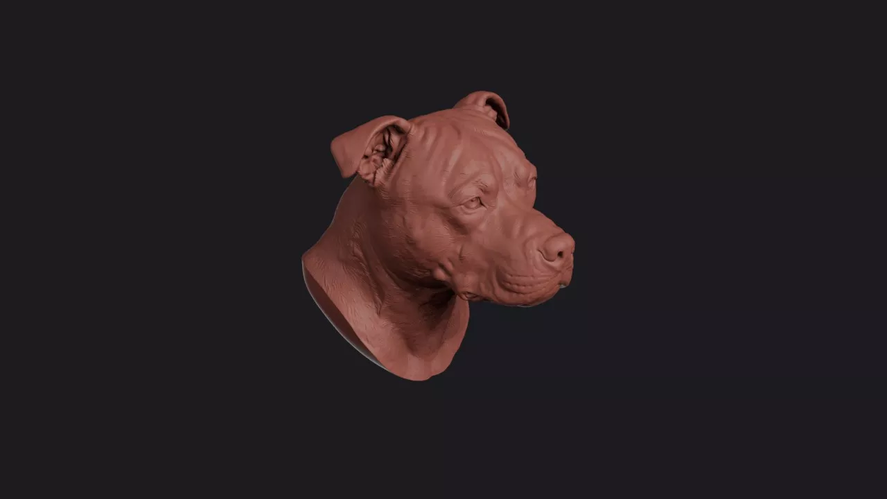 Staffordshire Bull Terrier Head Bust Wall Mount 3D print model