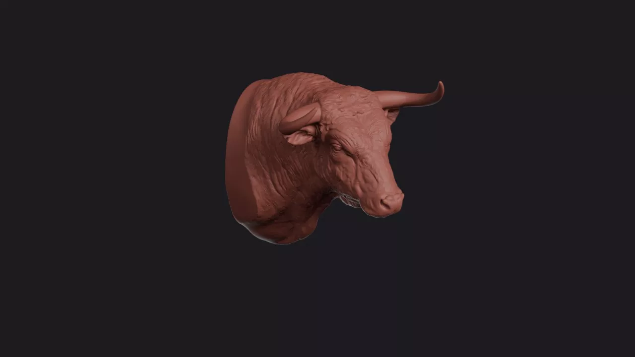 Spanish Fighting Bull Head Bust Wall Mount 3D print model