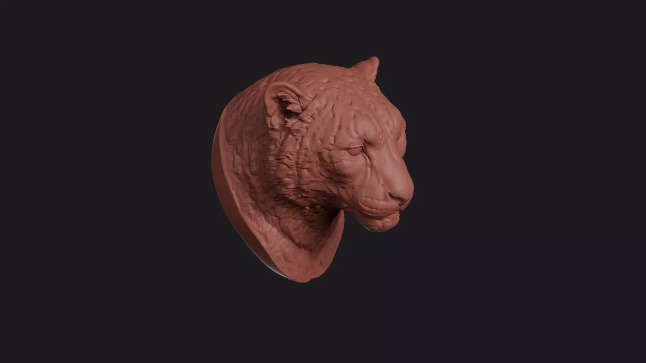 Snow Leopard Head Bust Wall Mount 3D print model