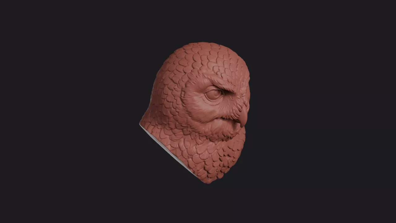 Snowy Owl Head Bust Wall Mount 3D print model
