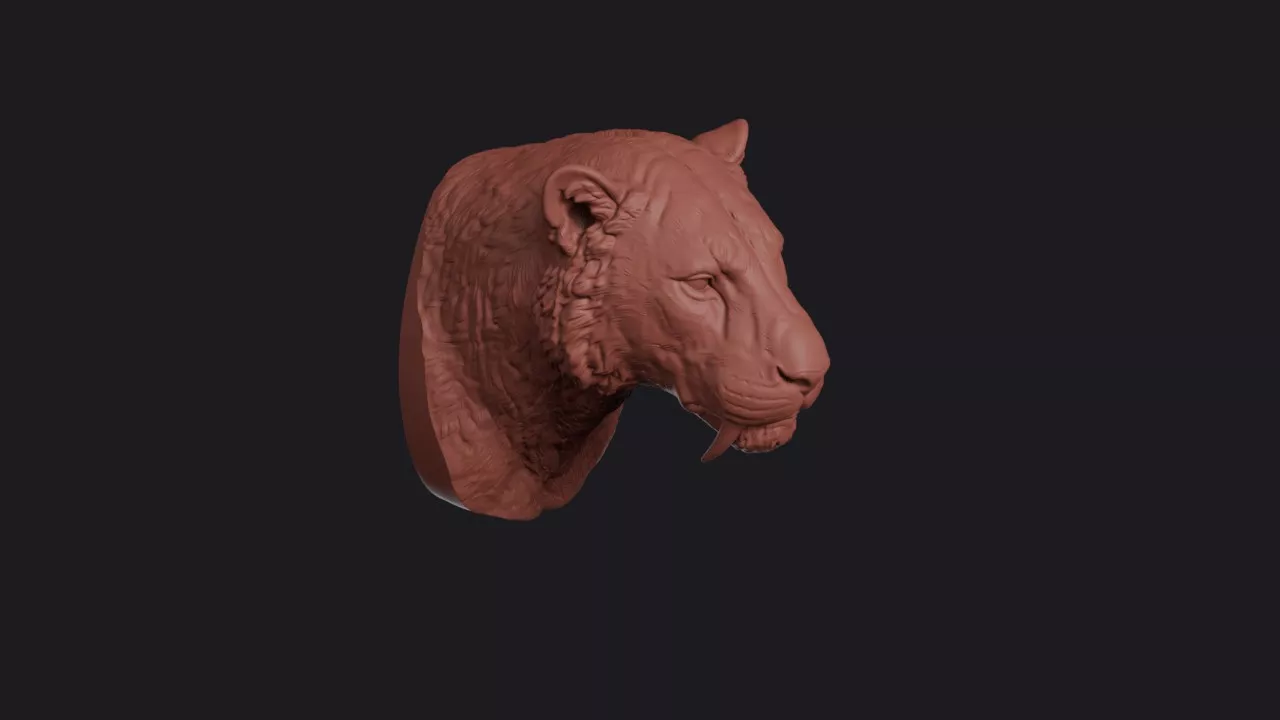 Smilodon Sabertooth Head Bust Wall Mount 3D print model