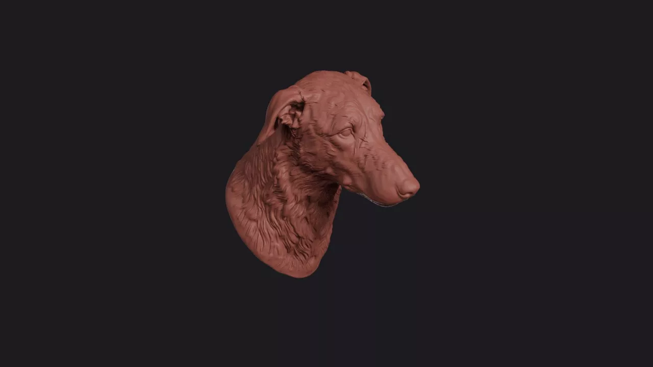Scottish Deerhound Head Bust Wall Mount 3D print model