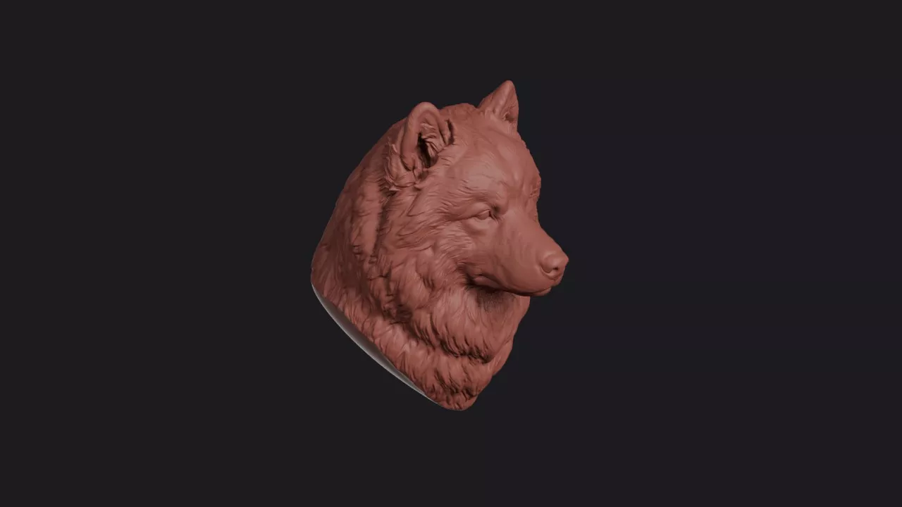 Samoyed Dog Head Bust Wall Mount 3D print model