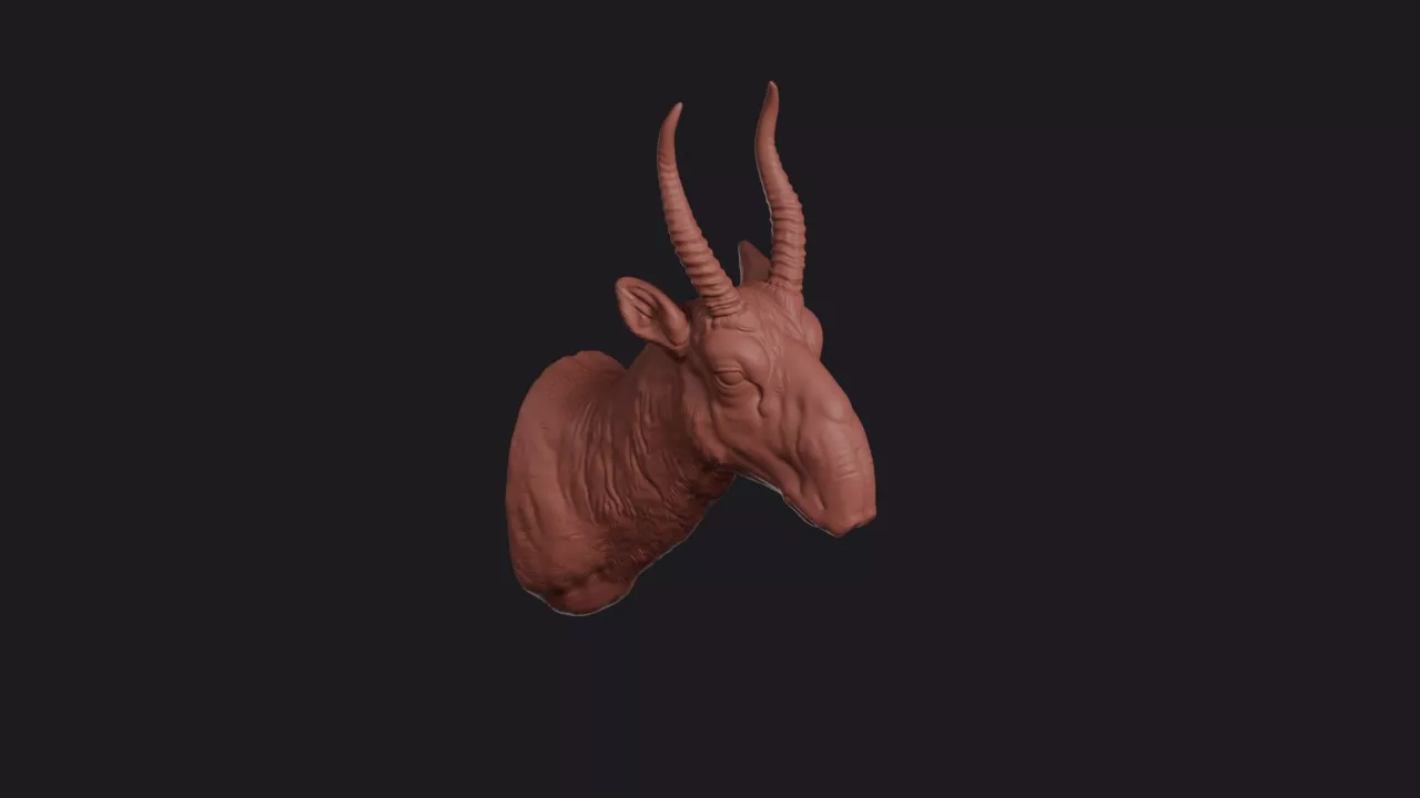 Saiga Antelope Head Bust Wall Mount 3D print model