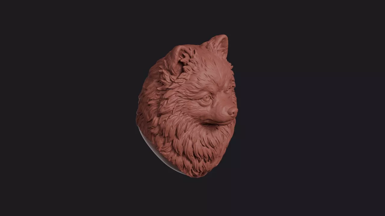 Pomeranian Dog Head Bust Wall Mount 3D print model