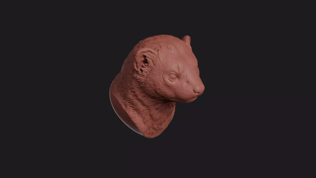 Polecat Head Bust Wall Mount 3D print model