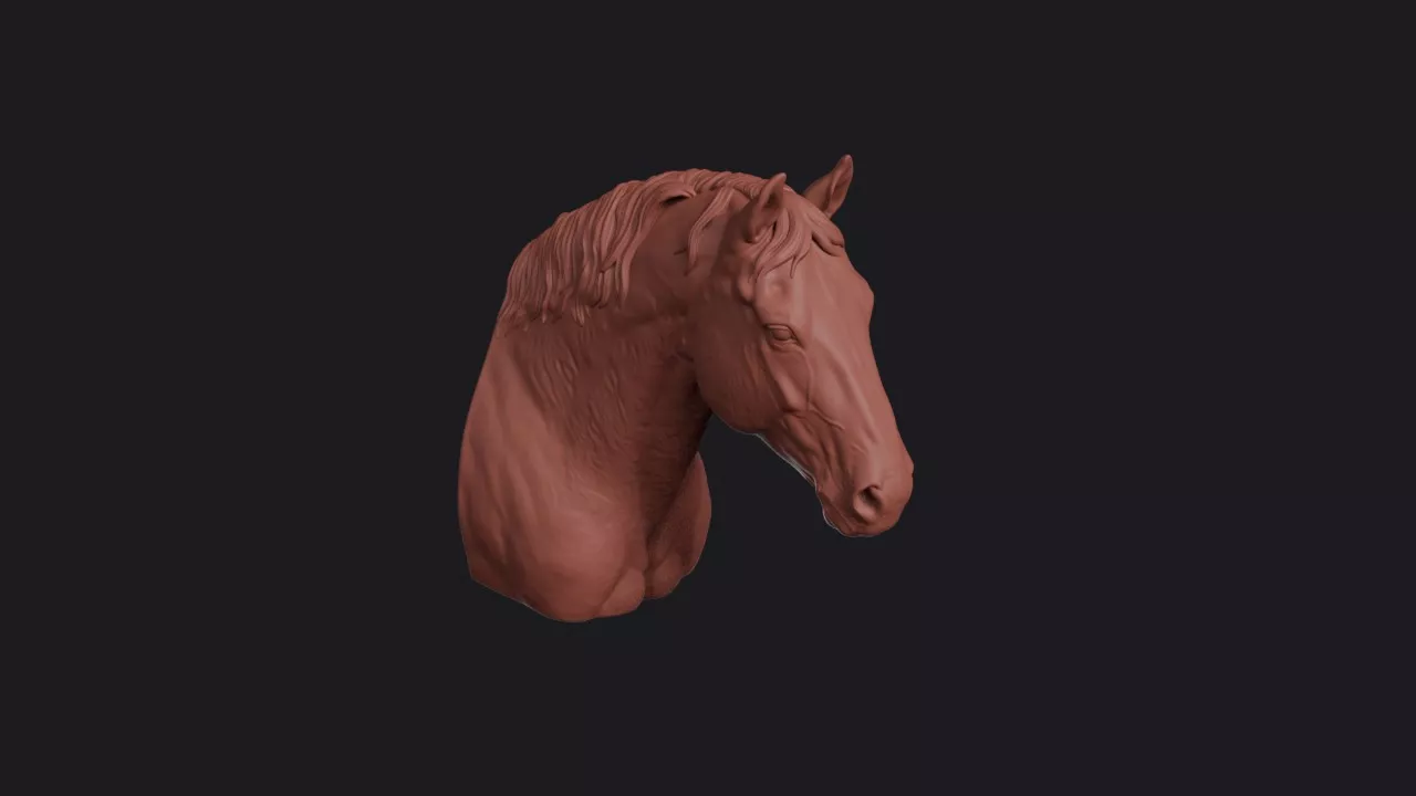 Percheron Draft Horse Head Bust Wall Mount 3D print model