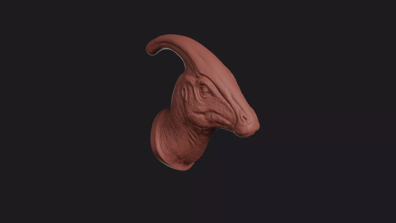 Parasaurolophus Head Bust Wall Mount 3D print model