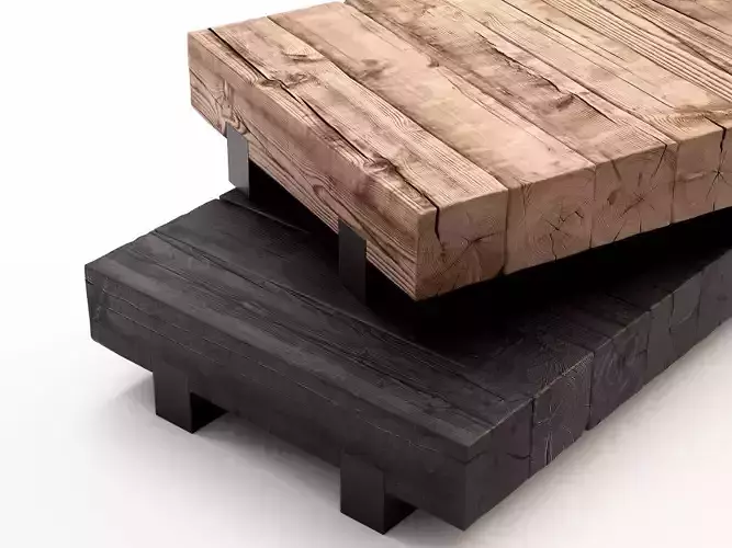 Beam wooden coffee table with legs