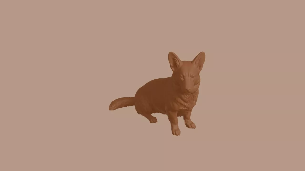 Cardigan Welsh Corgi Dog in Sitting Pose 3D print model