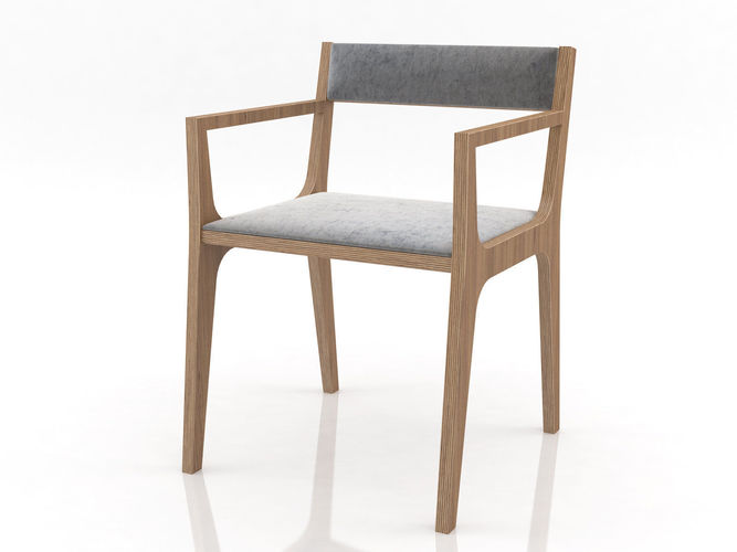C2 wooden chair with fabric seat Free 3D model