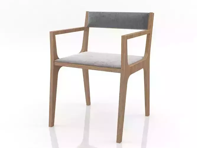 C2 wooden chair with fabric seat Free 3D model