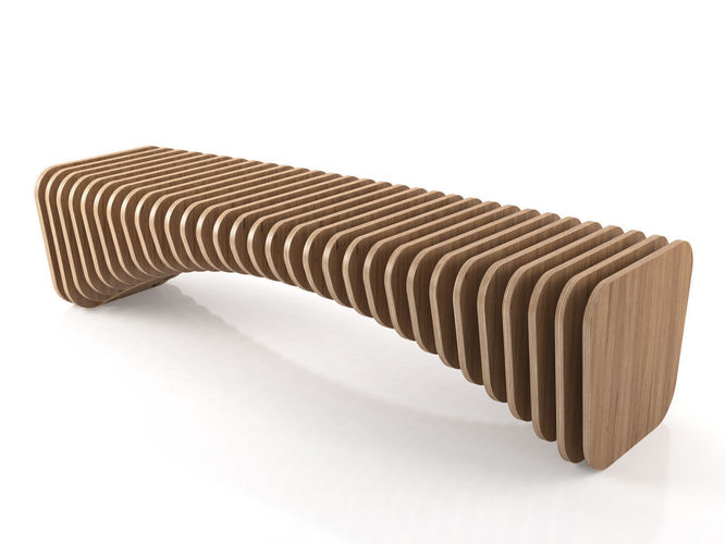 B1 curved bench Free 3D model