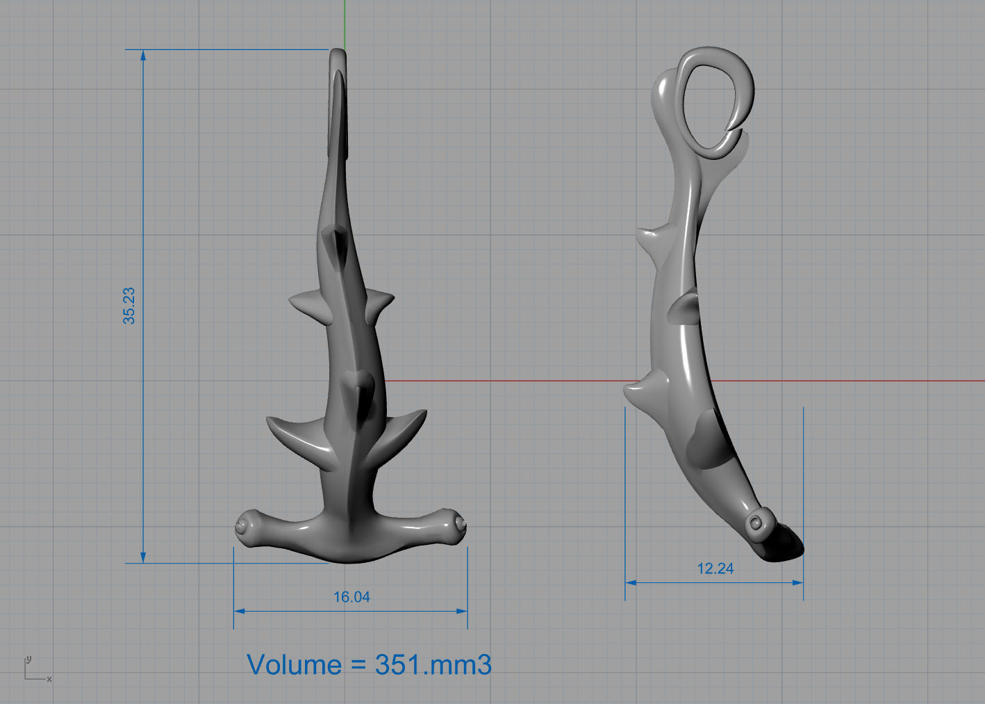 Hammerhead shark hook bracelet 3D print model_9