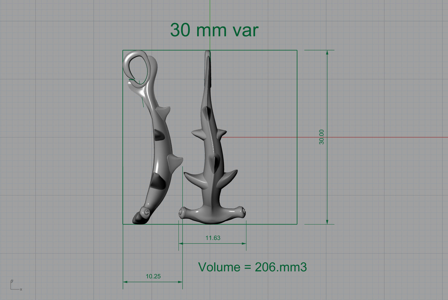 Hammerhead shark hook bracelet 3D print model_10