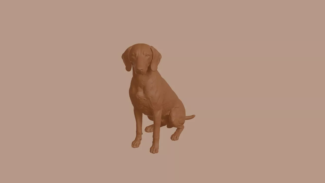 Austrian Black and Tan Hound Dog in Sitting Pose 3D print model