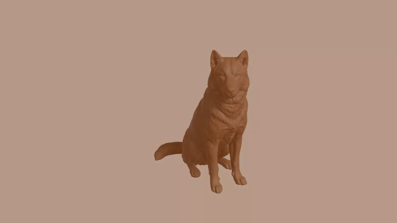 Alaskan Malamute Dog in Sitting Pose 3D print model