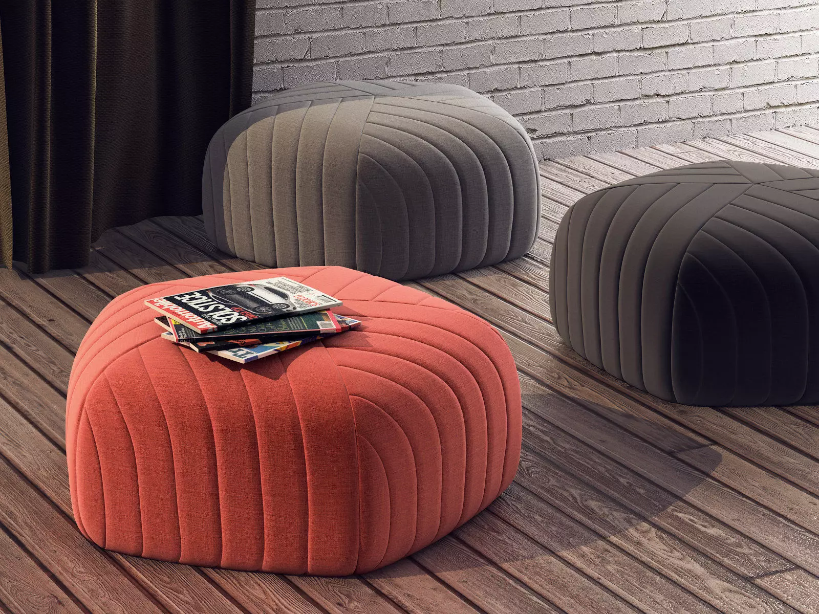 Five Pouf 3D model_2