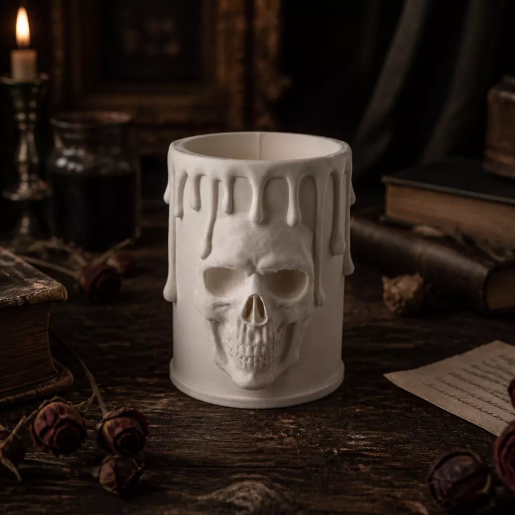 Melting Skull Pen Holder Gothic Desk Organizer Free 3D print model