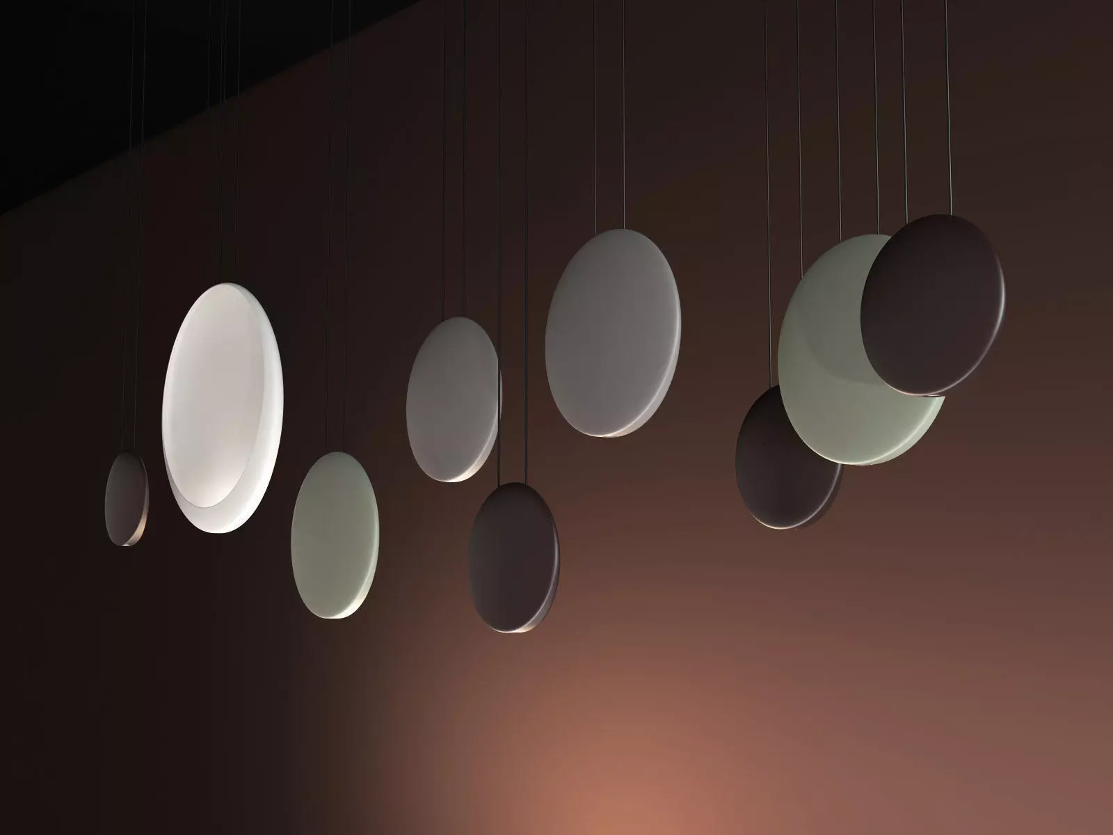Cosmos pendant light with oval shape hanging from ceiling 3D model_6