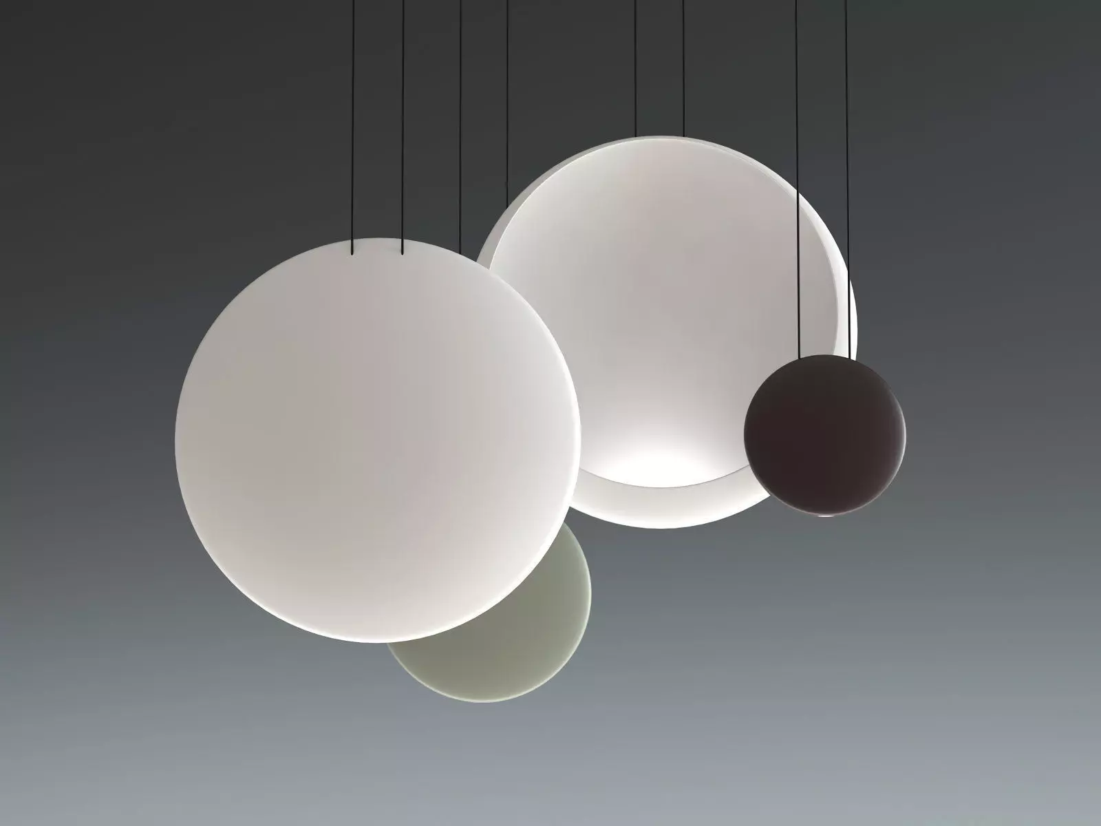 Cosmos pendant light with oval shape hanging from ceiling 3D model_2