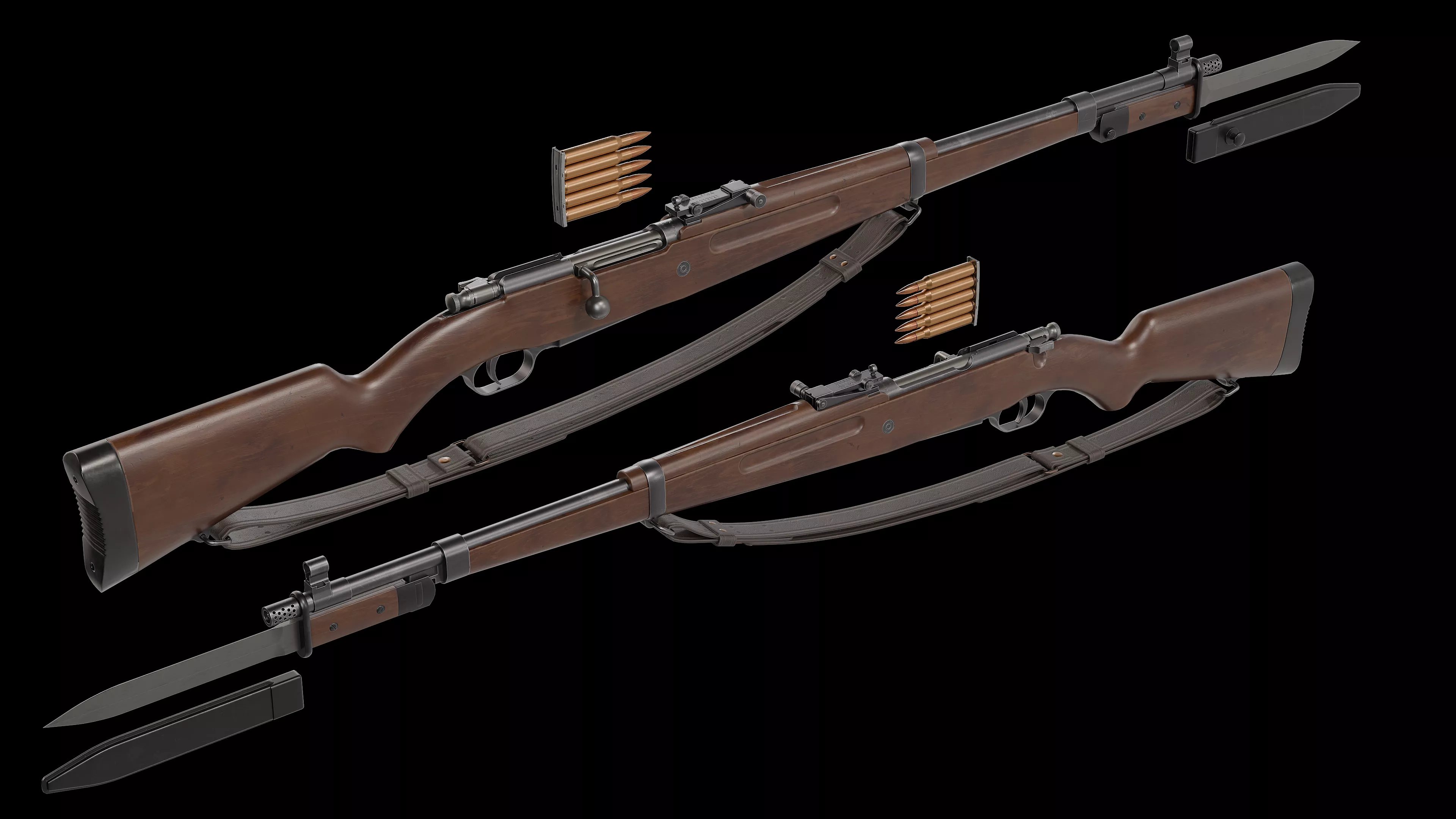 Madsen M47 bolt-action rifle Low-poly 3D model