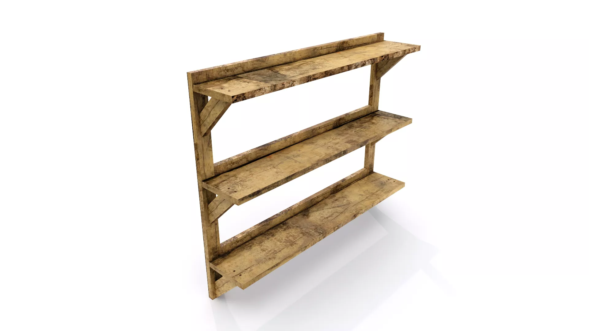 WOODEN 18 - SHELF Low-poly 3D model