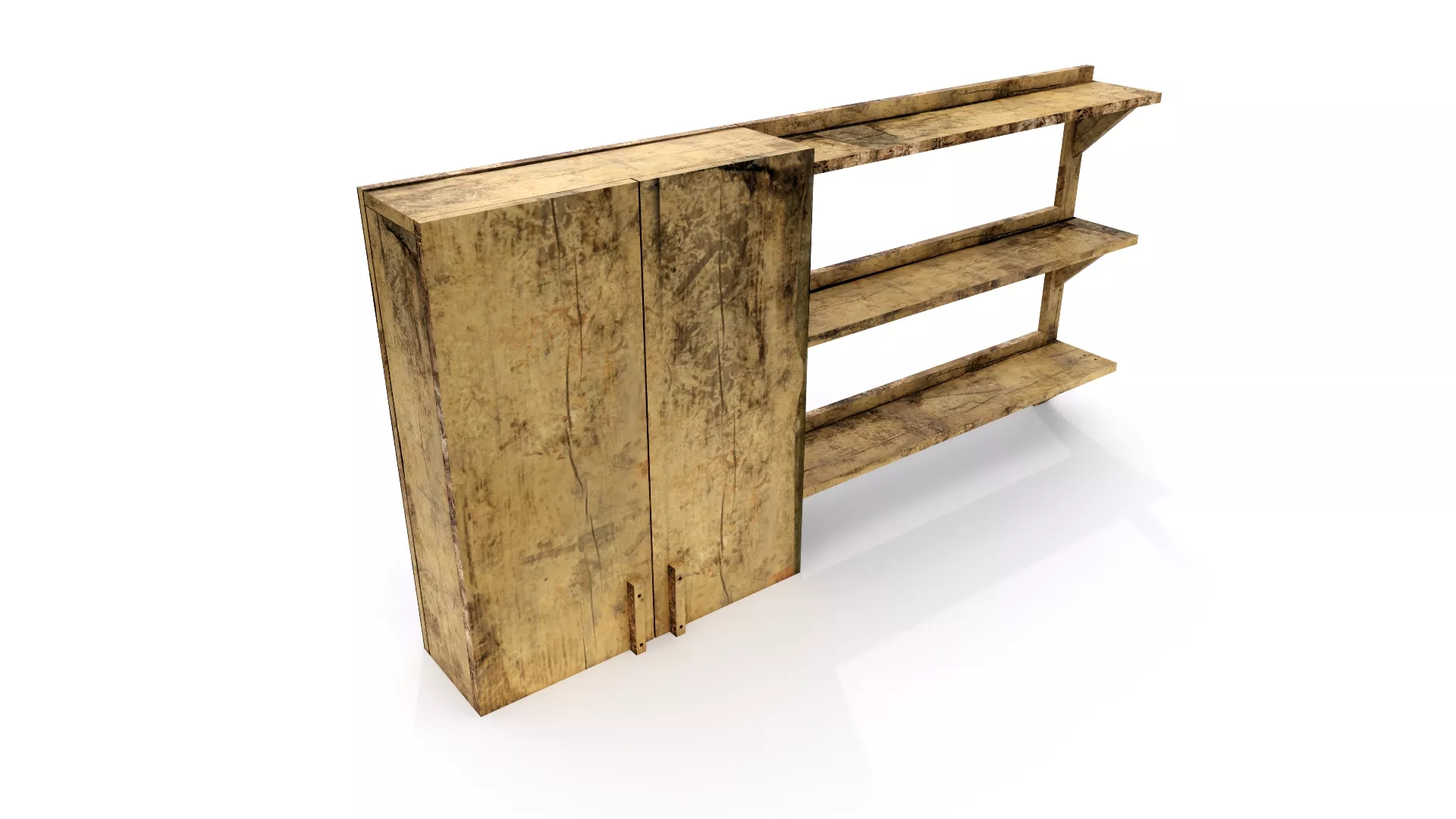 WOODEN 19 - SHELF AND CABINET Low-poly 3D model