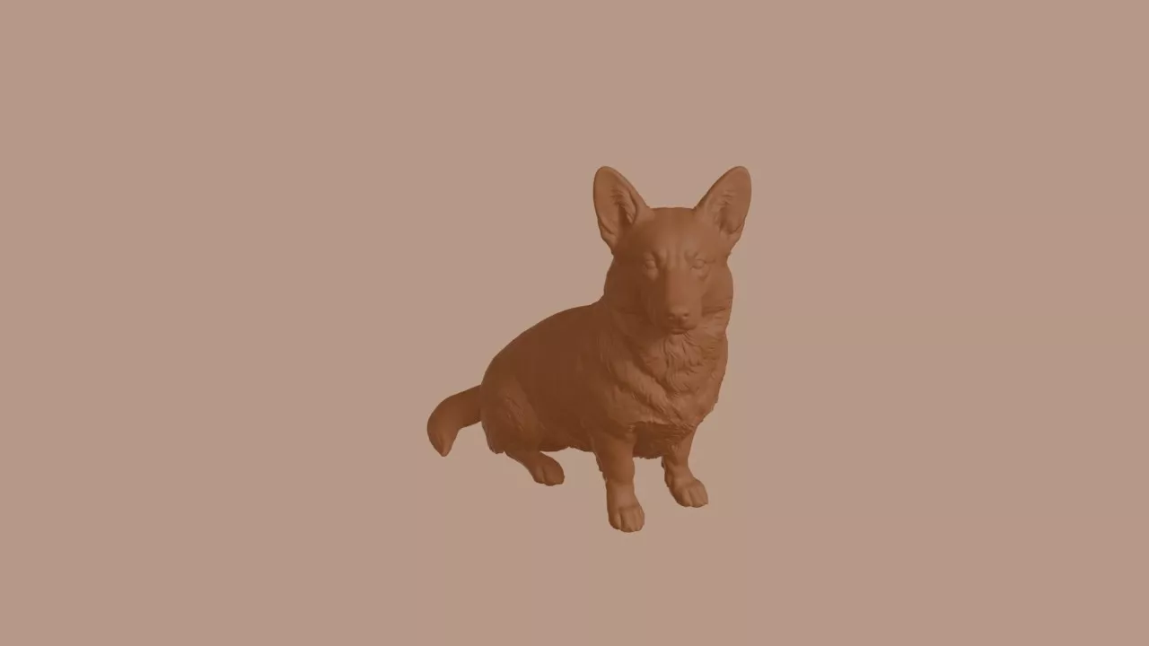Pembroke Welsh Corgi Dog in Sitting Pose 3D print model