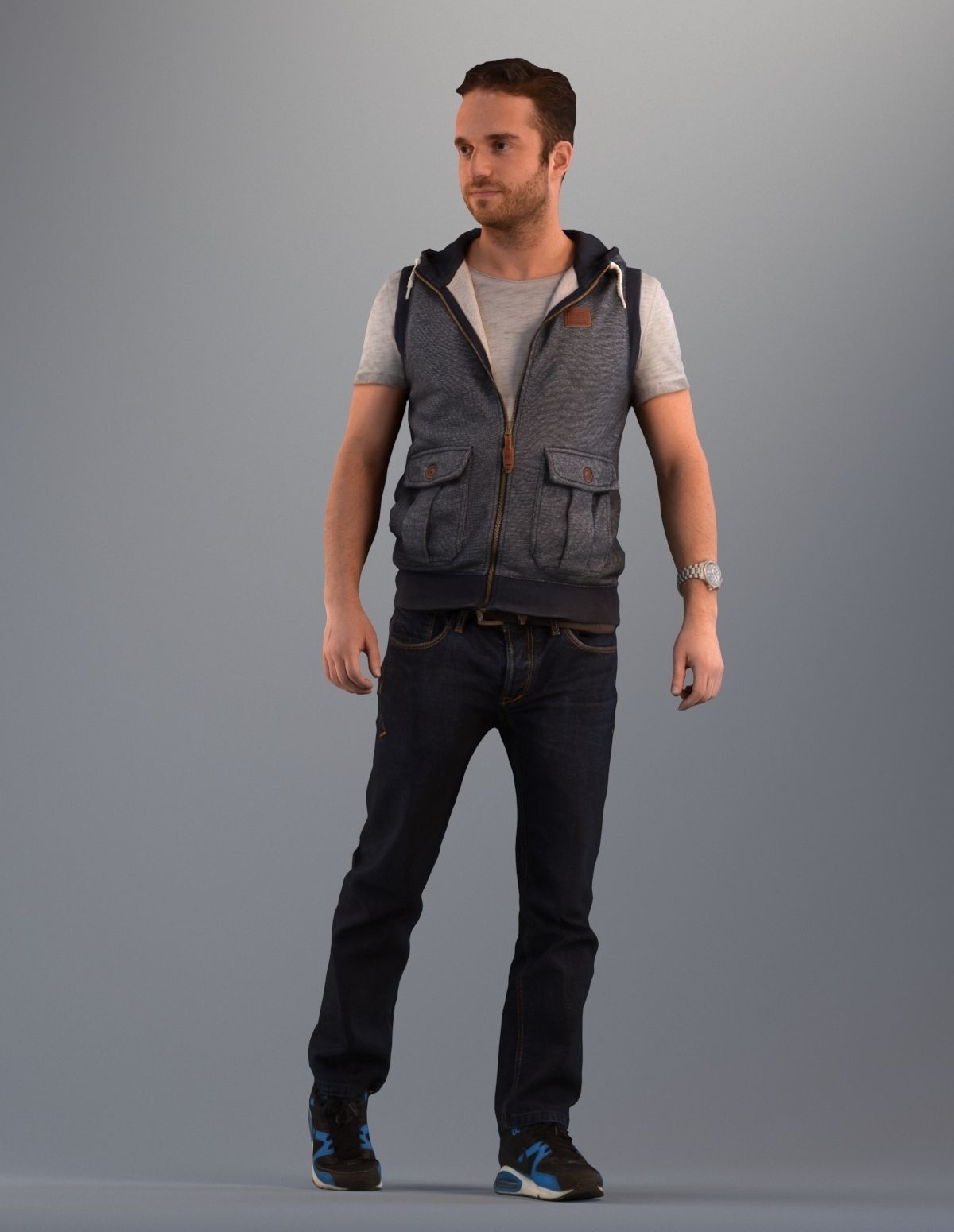 Set of 3D men walking Basics003 3D model_4