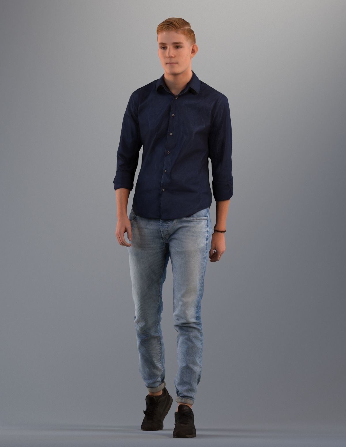 Set of 3D men walking Basics003 3D model_3