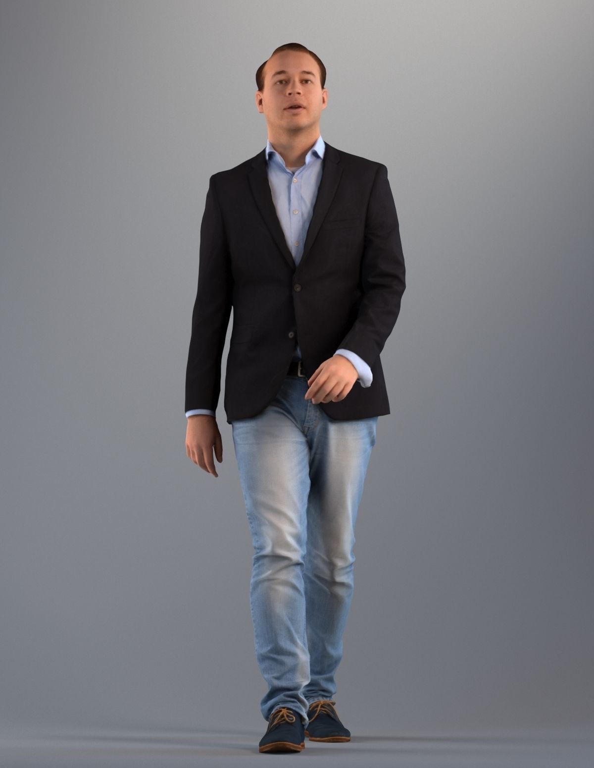 Set of 3D men walking Basics003 3D model_2