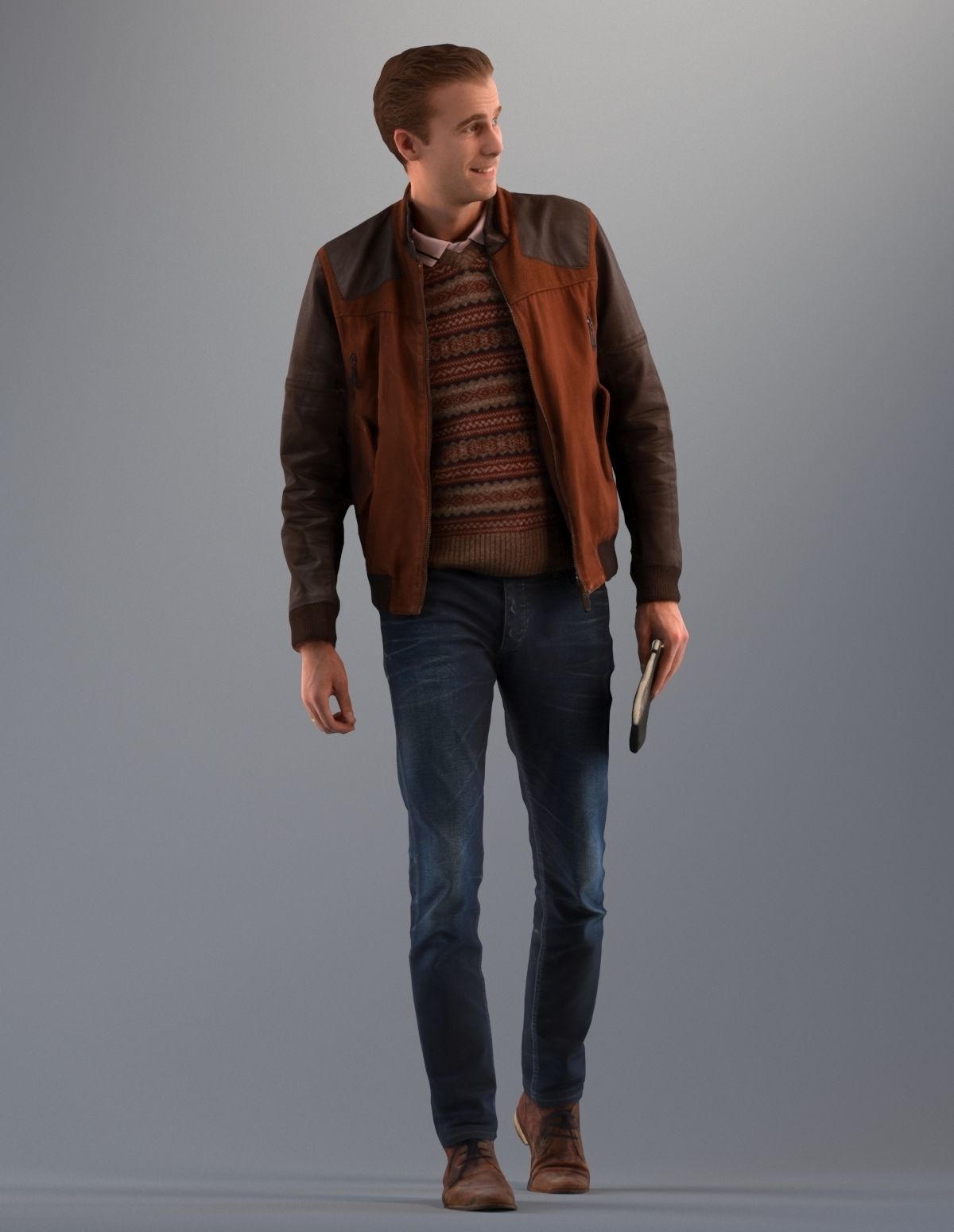 Set of 3D men walking Basics003 3D model_5