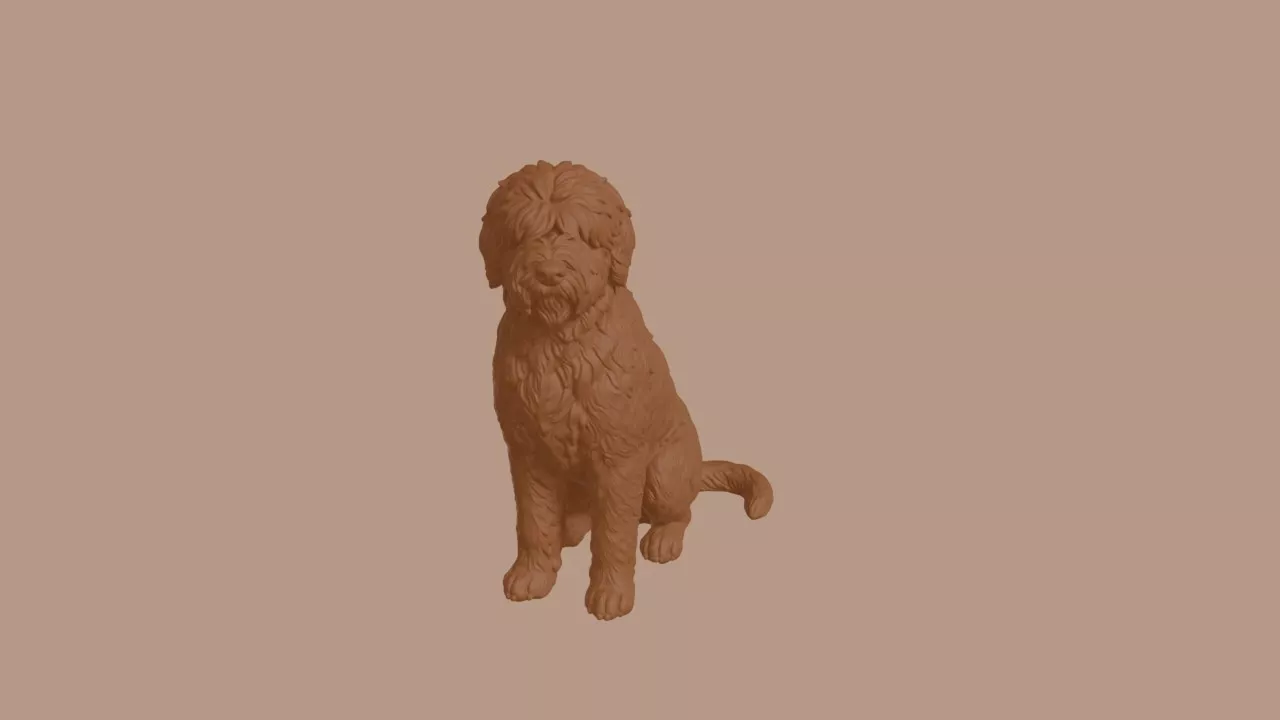 Old English Sheepdog in Sitting Pose 3D print model