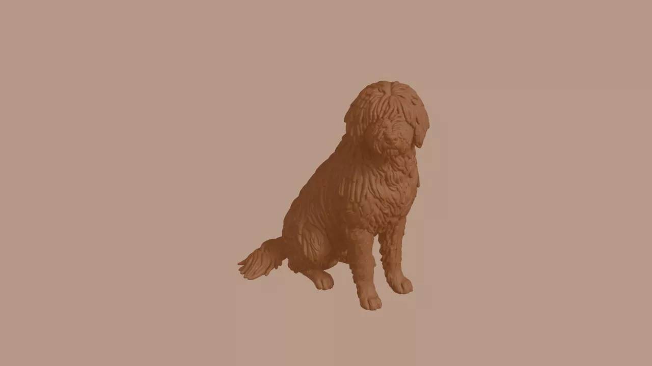 Komondor Dog in Sitting Pose 3D print model