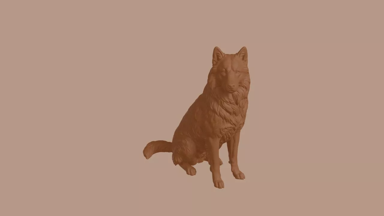 Kintamani Dog in Sitting Pose 3D print model