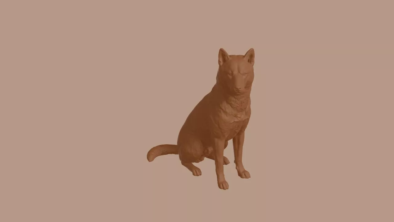 Kai Ken Dog in Sitting Pose 3D print model