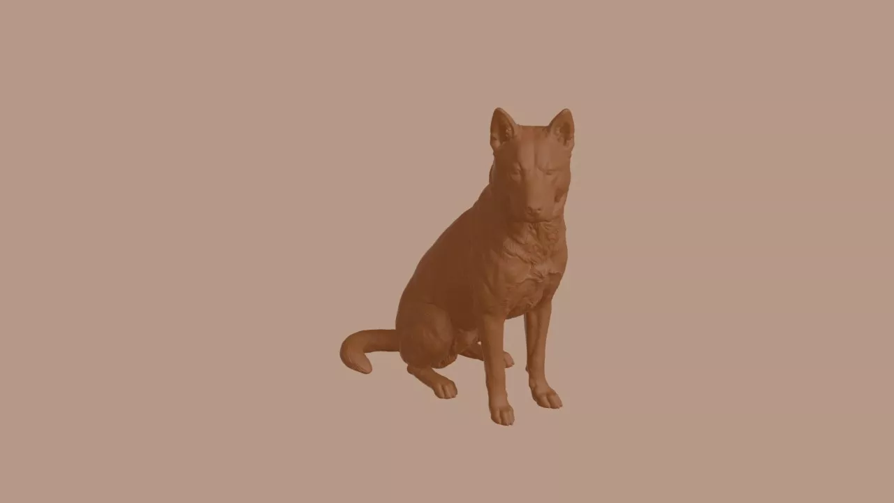 Jindo Dog in Sitting Pose 3D print model