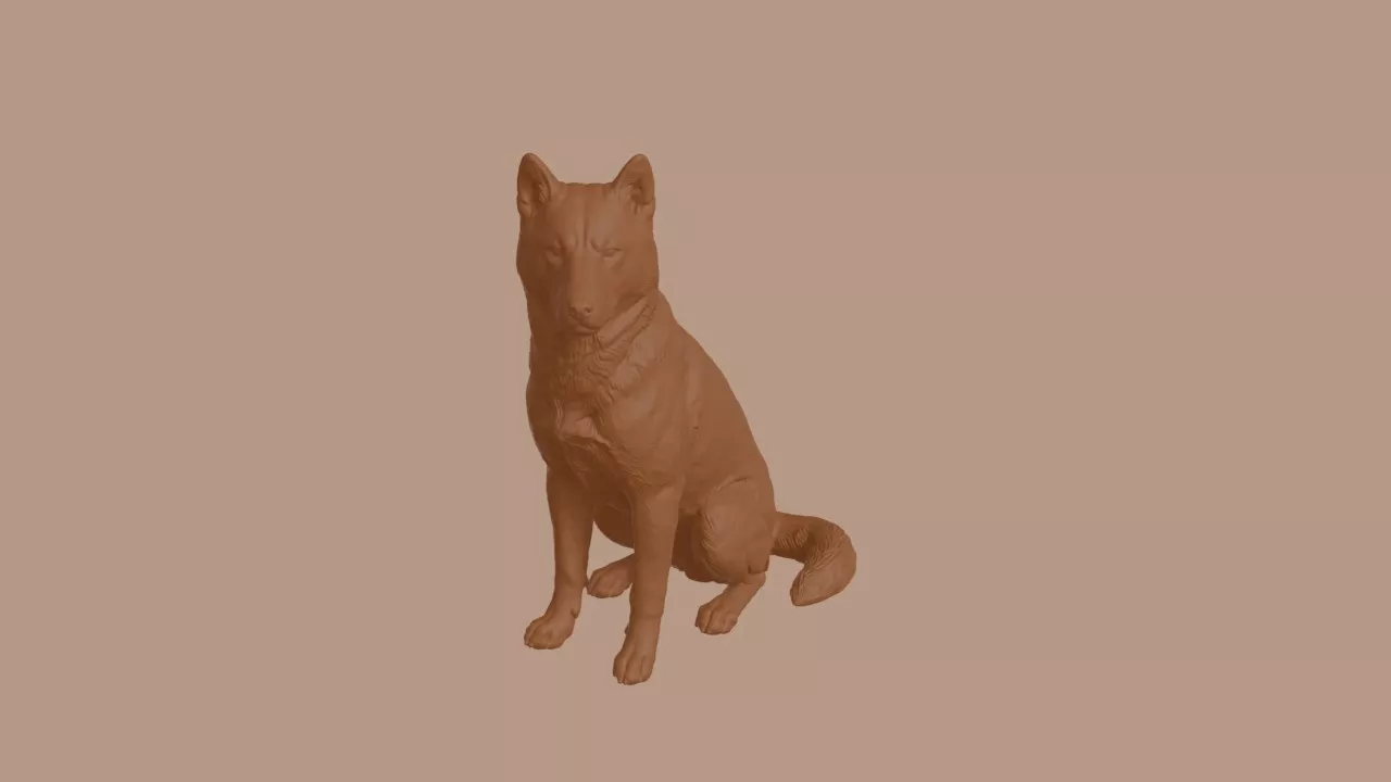 Hokkaido Dog in Sitting Pose 3D print model