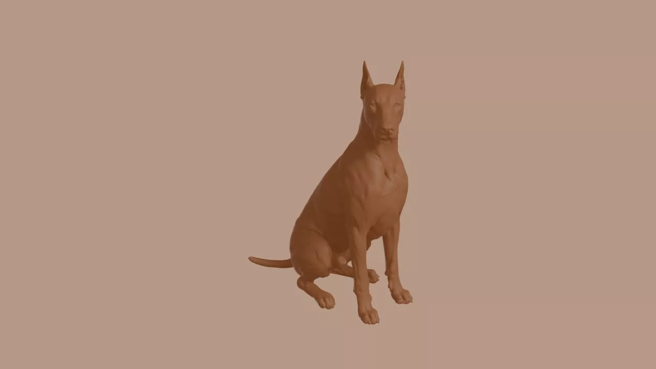Doberman Pinscher Dog in Sitting Pose 3D print model