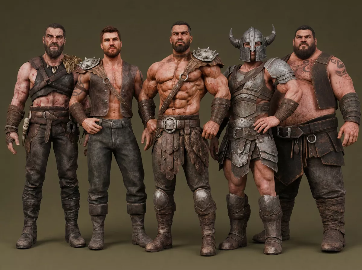 Barbarian Warriors Pack - Rigged Low-poly 3D model