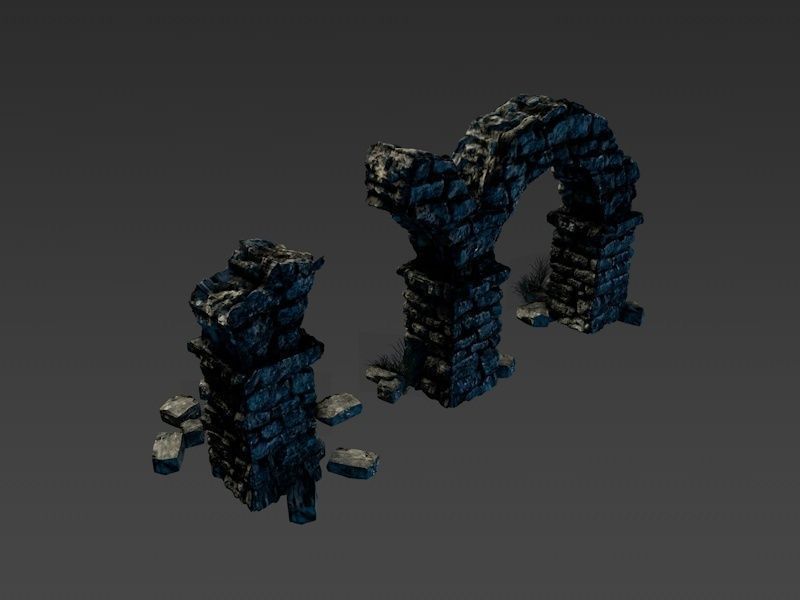 Ancient columns with arch ruins Low-poly 3D model_4