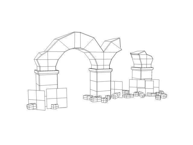Ancient columns with arch ruins Low-poly 3D model_5