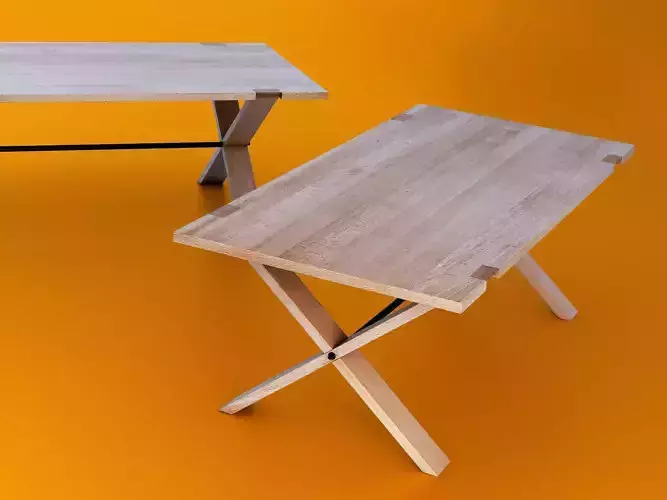 Oxymore wooden dining table with cross legs