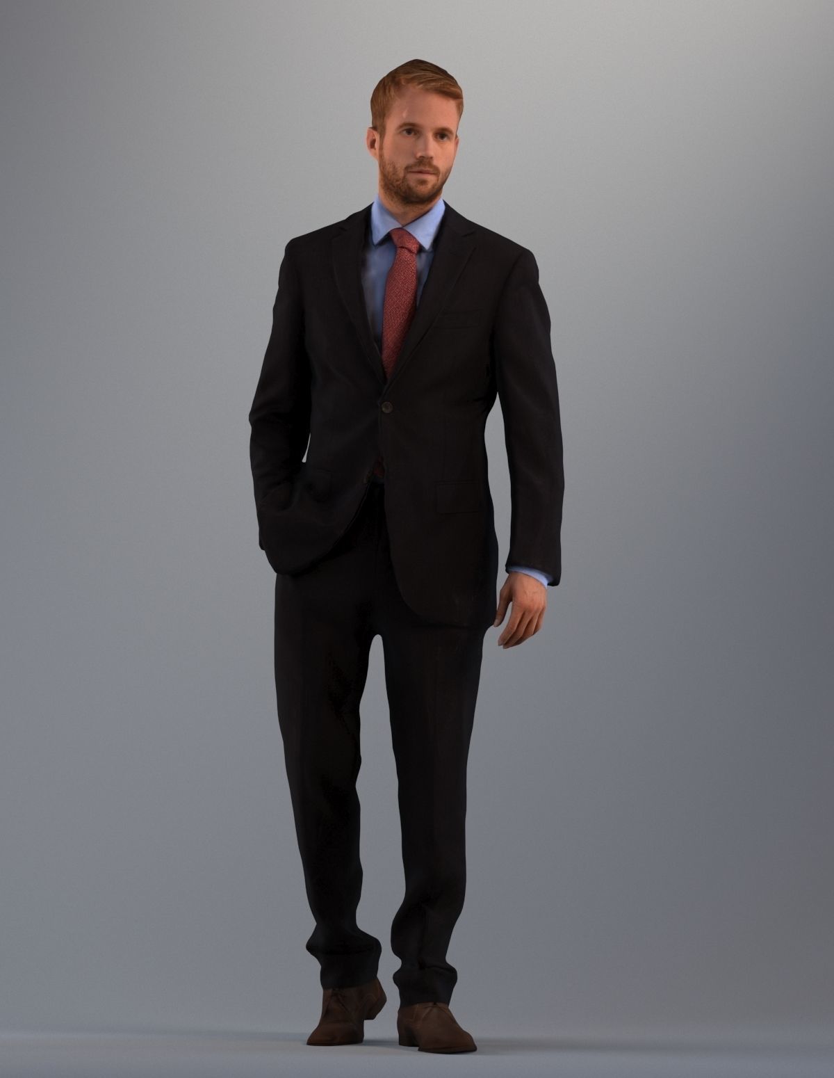 Set of 3D men standing still Basics005 3D model_4