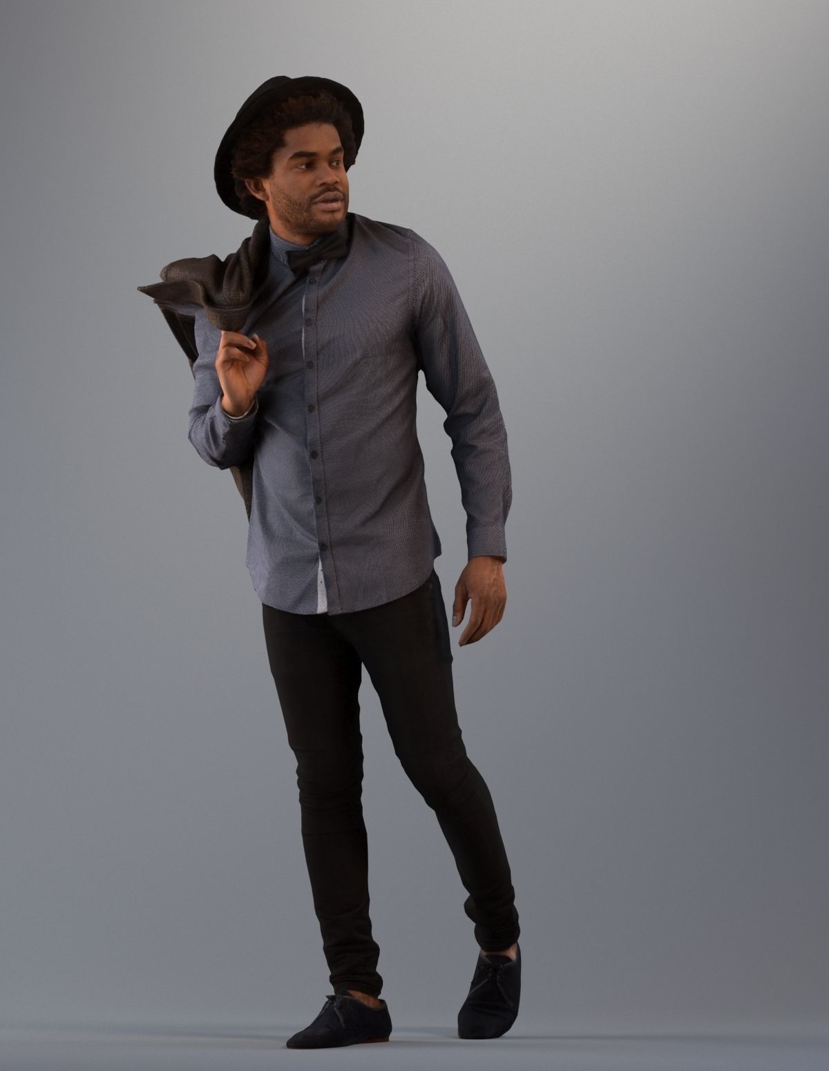 Set of 3D men standing still Basics005 3D model_3