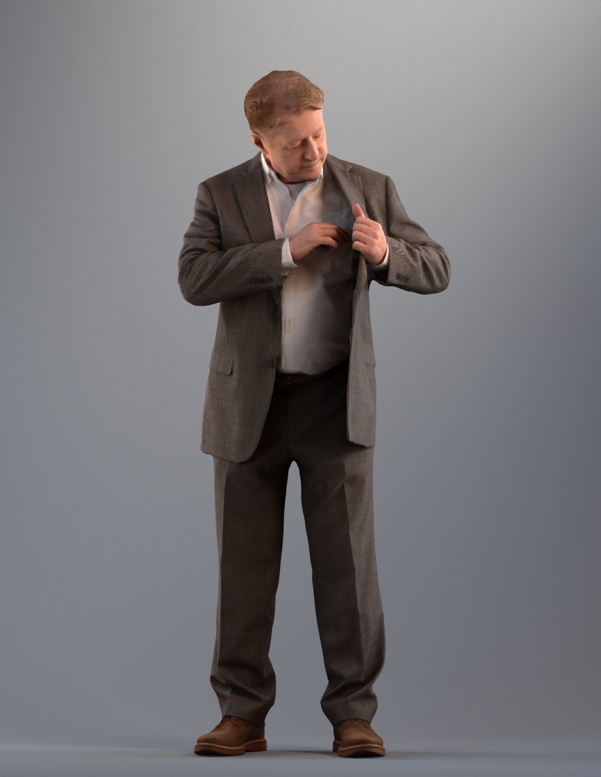 Set of 3D men standing still Basics005 3D model_5