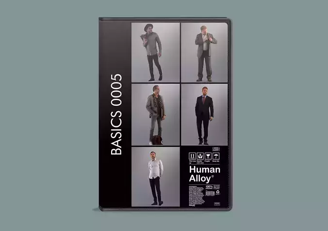 Set of 3D men standing still Basics005 3D model