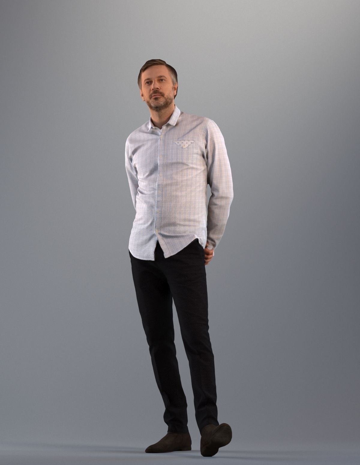 Set of 3D men standing still Basics005 3D model_1